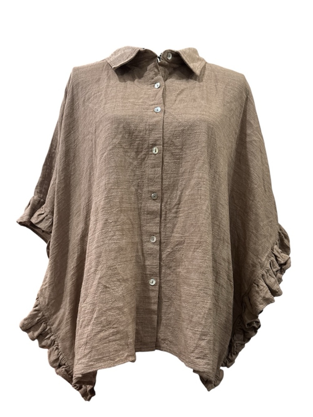 Easel Los Angeles 100% Cotton Ruffle Sleeve Button Top 3X - Picture 2 of 8